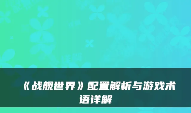《战舰世界》配置解析与游戏术语详解