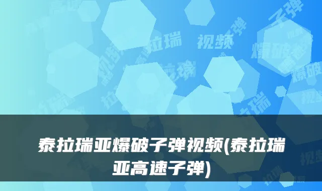 泰拉瑞亚爆破子弹视频(泰拉瑞亚高速子弹)