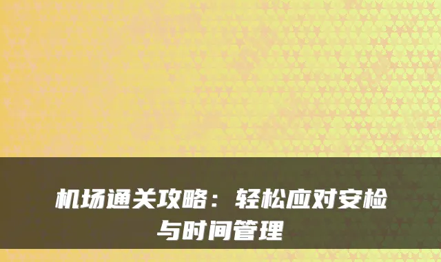 机场通关攻略：轻松应对安检与时间管理