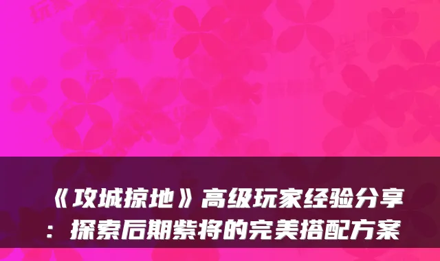 《攻城掠地》高级玩家经验分享：探索后期紫将的搭配方案