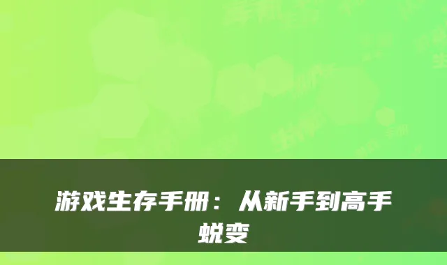 游戏生存手册:从新手到高手蜕变