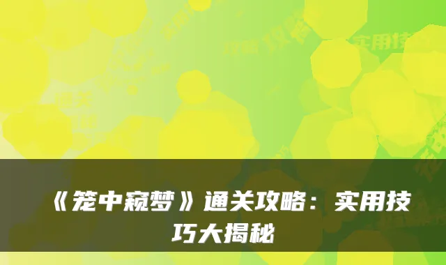 《笼中窥梦》通关攻略：实用技巧大揭秘