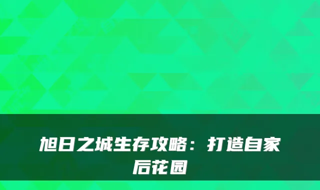 旭日之城生存攻略：打造自家后花园