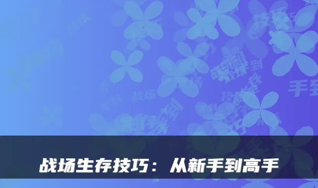 战场生存技巧：从新手到高手