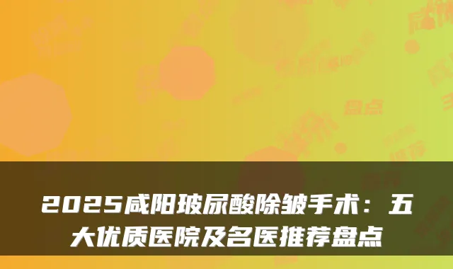 2025咸阳玻尿酸除皱手术：五大优质医院及名医推荐盘点
