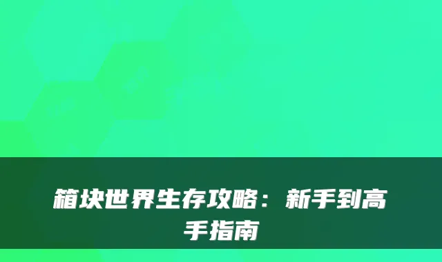 箱块世界生存攻略：新手到高手指南
