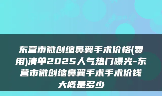 东营市微创缩鼻翼手术价格(费用)清单2025人气热门曝光-东营市微创缩鼻翼手术手术价钱大概是多少