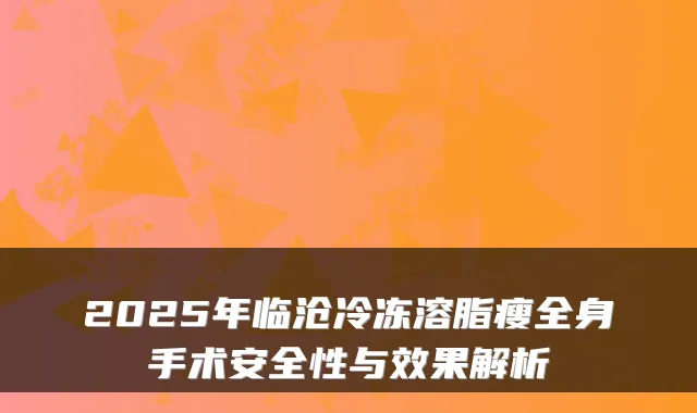2025年临沧冷冻溶脂瘦全身手术安全性与效果解析