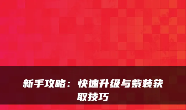 新手攻略:快速升级与紫装获取技巧