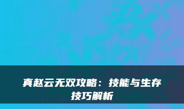 真赵云无双攻略：技能与生存技巧解析