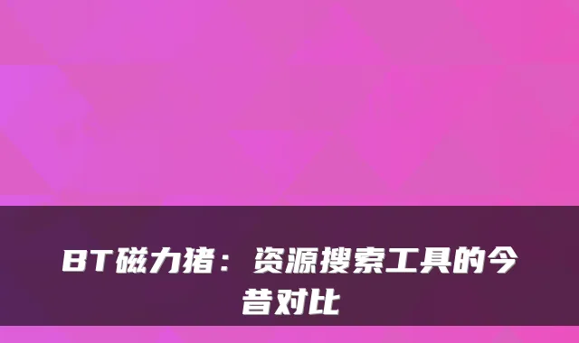 BT磁力猪：资源搜索工具的今昔对比