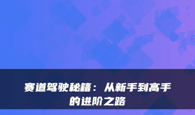 赛道驾驶秘籍:从新手到高手的进阶之路