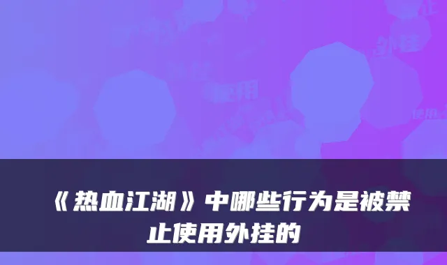 《热血江湖》中哪些行为是被禁止使用外挂的