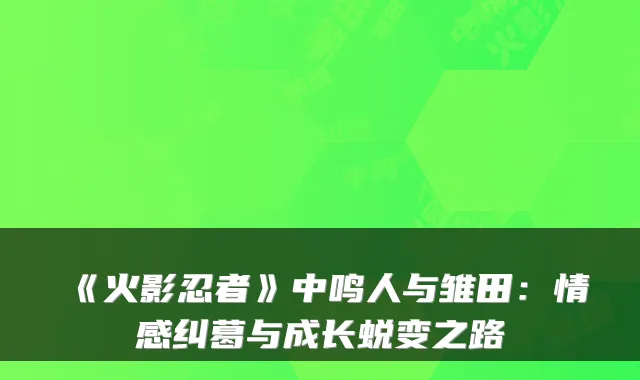 《火影忍者》中鸣人与雏田:情感纠葛与成长蜕变之路