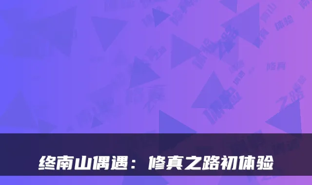 终南山偶遇：修真之路初体验
