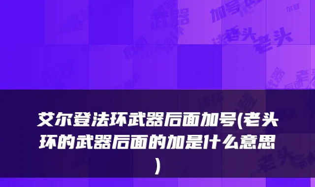 艾尔登法环武器后面加号(老头环的武器后面的加是什么意思)