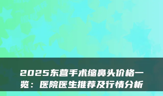 2025东营手术缩鼻头价格一览：医院医生推荐及行情分析