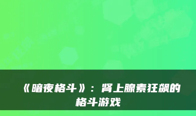 《暗夜格斗》：肾上腺素狂飙的格斗游戏