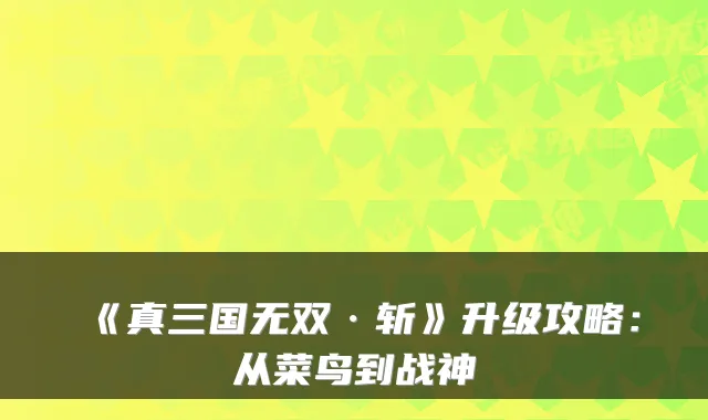 《真三国无双·斩》升级攻略：从菜鸟到战神