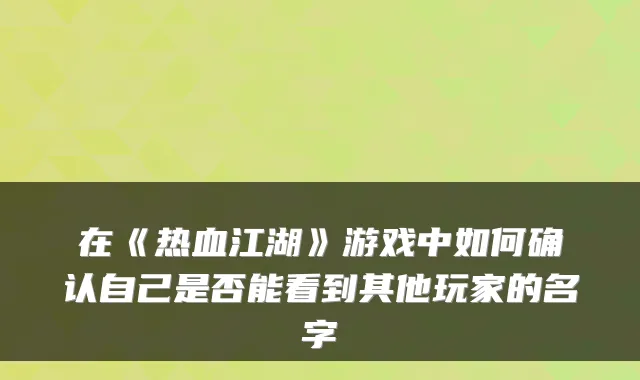 在《热血江湖》游戏中如何确认自己是否能看到其他玩家的名字