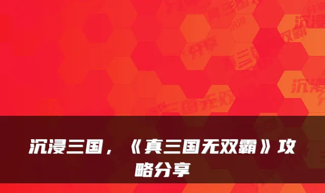 沉浸三国，《真三国无双霸》攻略分享