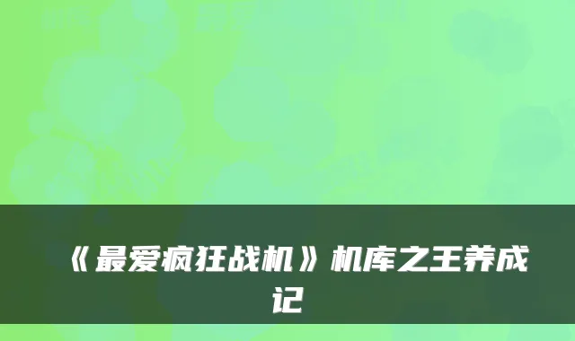 《爱疯狂战机》机库之王养成记