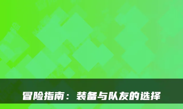 冒险指南：装备与队友的选择