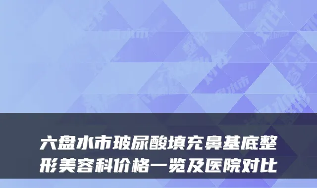 六盘水市玻尿酸填充鼻基底整形美容科价格一览及医院对比