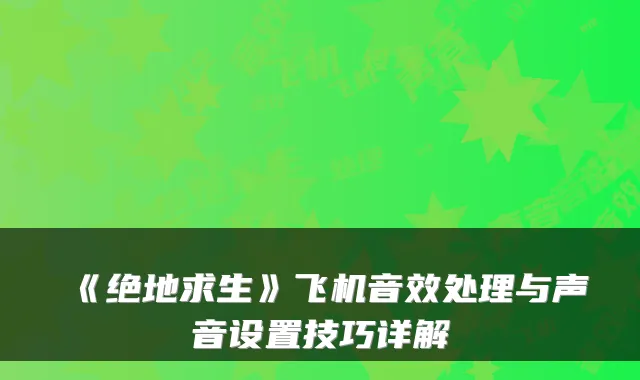 《绝地求生》飞机音效处理与声音设置技巧详解