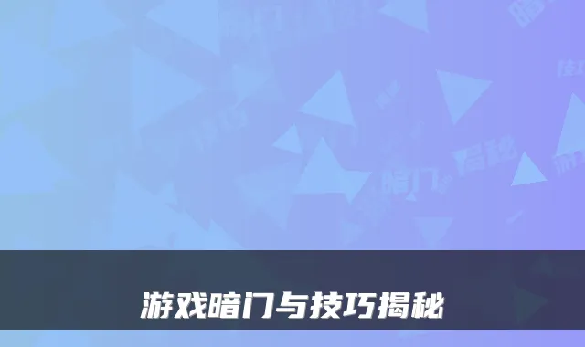 游戏暗门与技巧揭秘
