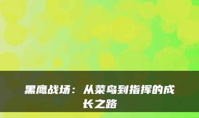 黑鹰战场:从菜鸟到指挥的成长之路