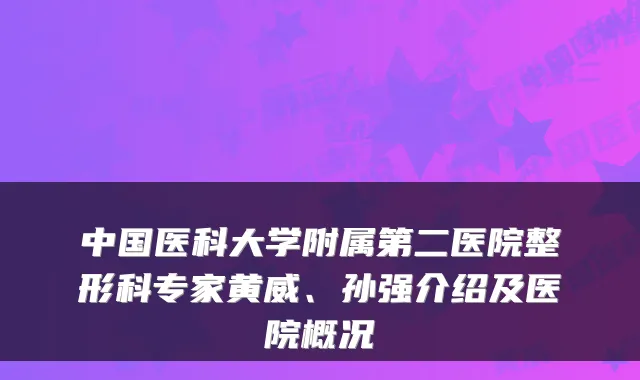 中国医科大学附属第二医院整形科专家黄威、孙强介绍及医院概况
