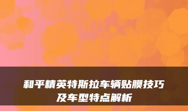 和平精英特斯拉车辆贴膜技巧及车型特点解析