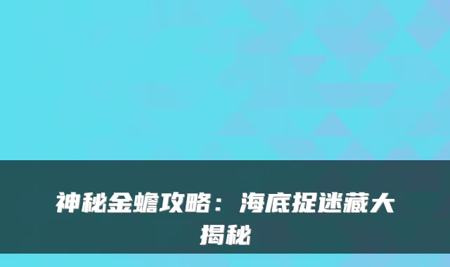 神秘金蟾攻略：海底捉迷藏大揭秘