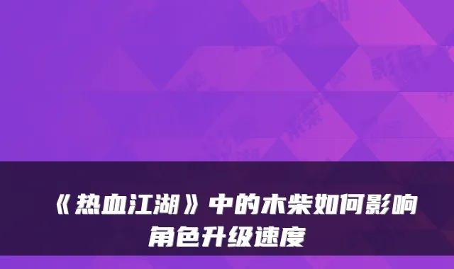 《热血江湖》中的木柴如何影响角色升级速度