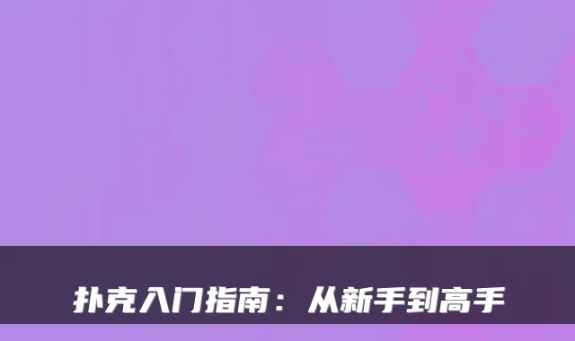 扑克入门指南：从新手到高手