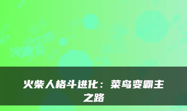火柴人格斗进化:菜鸟变霸主之路