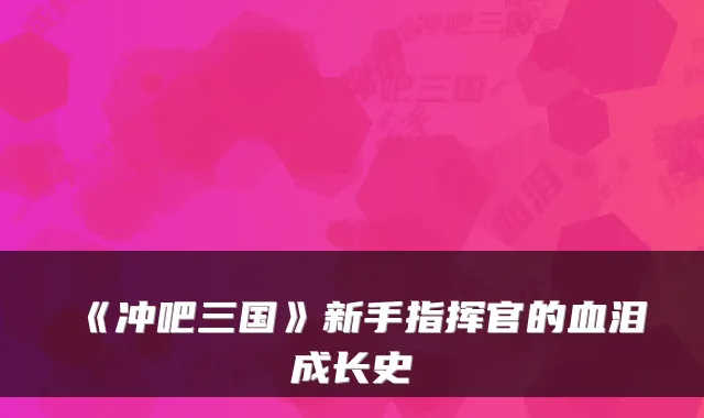 《冲吧三国》新手指挥官的血泪成长史