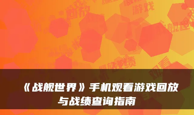 《战舰世界》手机观看游戏回放与战绩查询指南