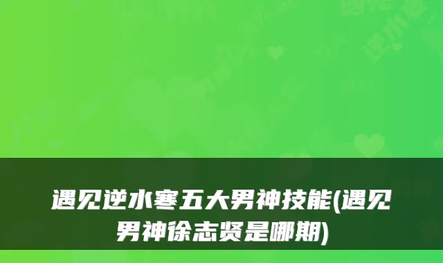 遇见逆水寒五大男神技能(遇见男神徐志贤是哪期)