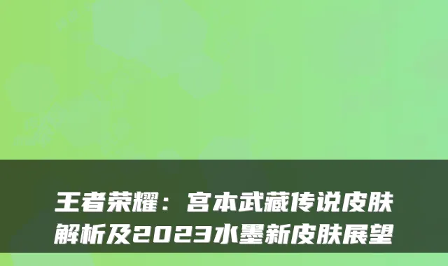王者荣耀：宫本武藏传说皮肤解析及2023水墨新皮肤展望