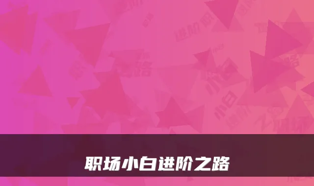 职场小白进阶之路