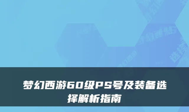 梦幻西游60级PS号及装备选择解析指南
