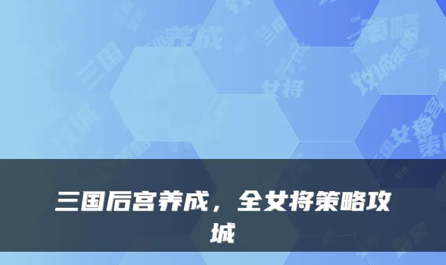 三国后宫养成，全女将策略攻城