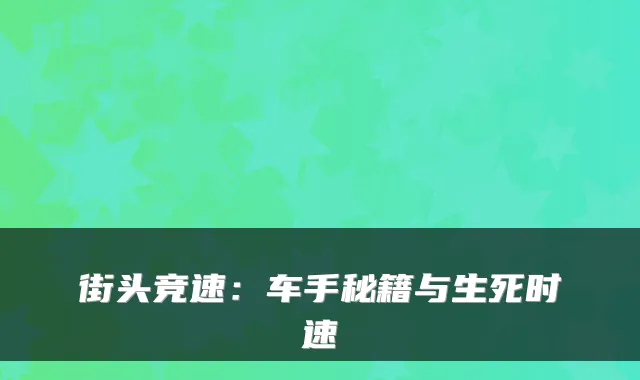 街头竞速：车手秘籍与生死时速