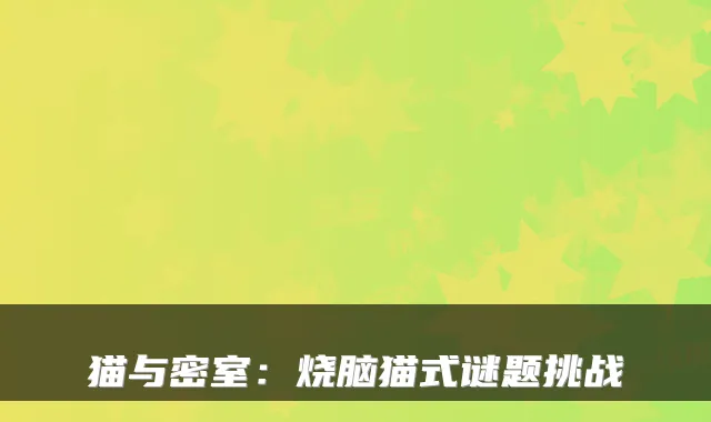 猫与密室:烧脑猫式谜题挑战