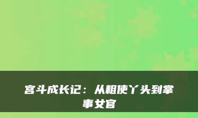 宫斗成长记：从粗使丫头到掌事女官