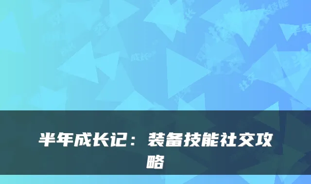 半年成长记：装备技能社交攻略