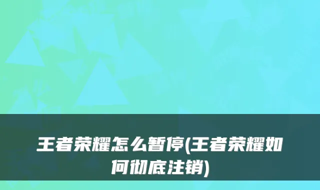 王者荣耀怎么暂停(王者荣耀如何彻底注销)