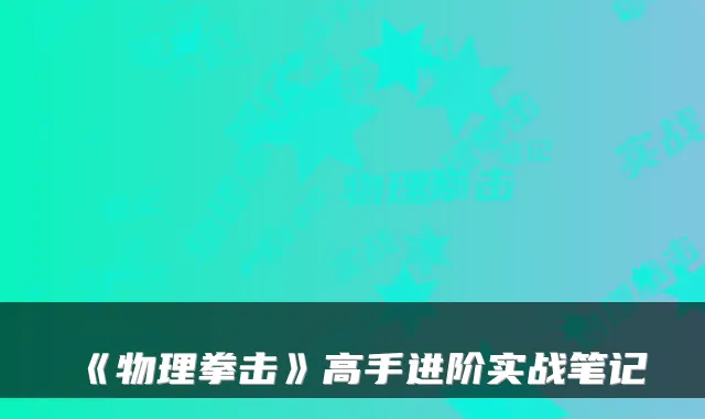 《物理拳击》高手进阶实战笔记